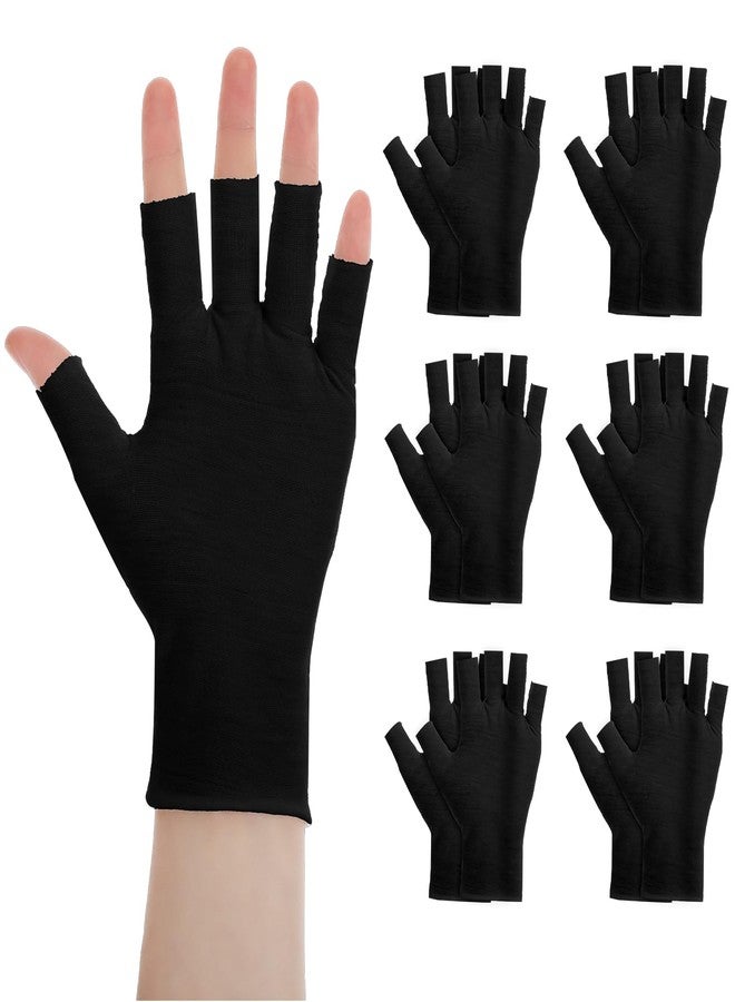 Wanmu 7 Pairs Cotton Gloves, Black Breathable Moisturizing Night Glove for Dry Hands & Overnight Care, Fingerless Design Touchscreen-Friendly Gloves for Women & Men - Image 1